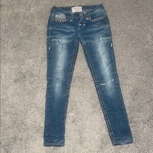 Big Star Blue Skinny Jeans with Distressed Vintage Style